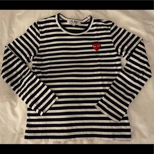 COMME des GARÇONS PLAY Navy and White LS Shirt
